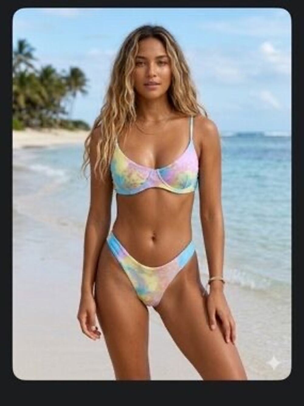 Blackbough Swim Pastel Tie-Dye Underwire Bikini Set Size M